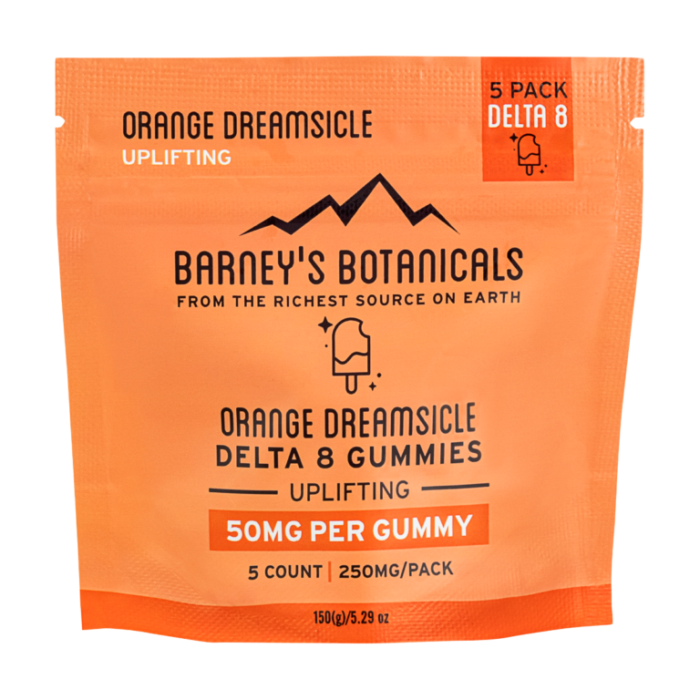 Barney's 50mg Delta 8 Orange Dreamsicle Terpene Gummies 5ct