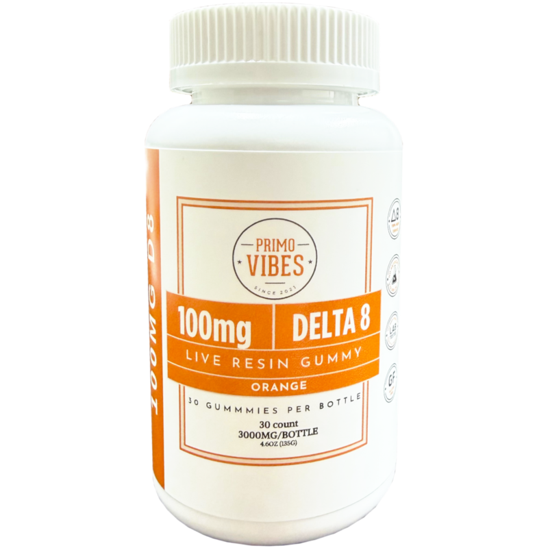 Primo Vibes 100mg Delta 8 Gummies - Orange