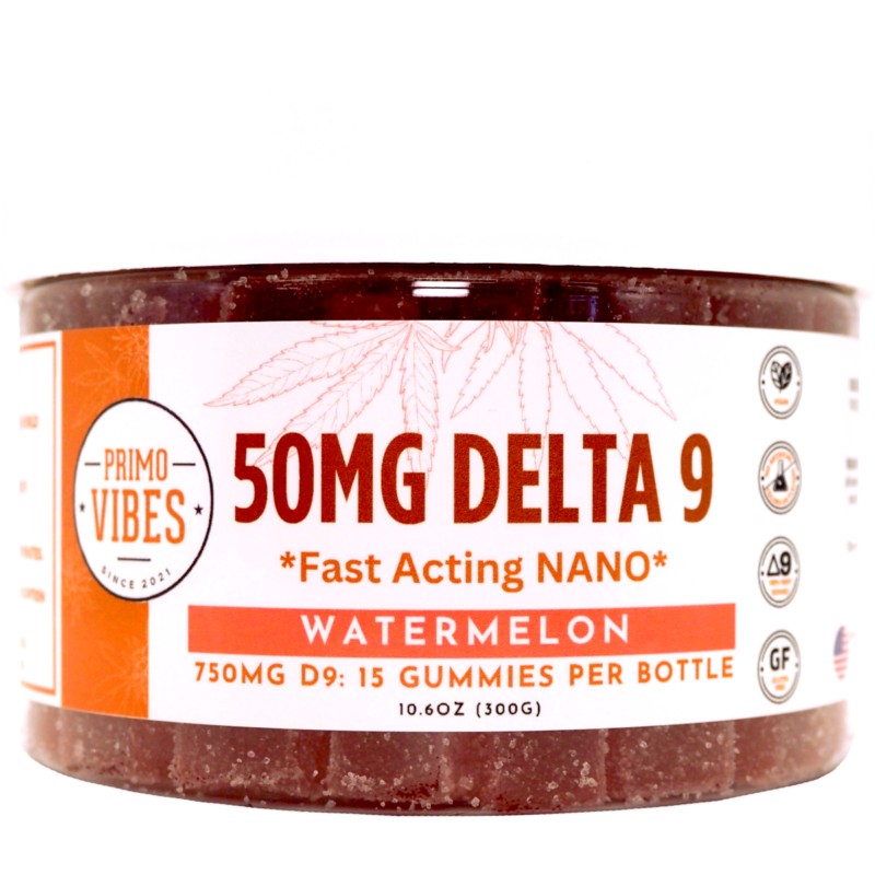 Delta 9 50mg Nano Gummies Watermelon - Primo Vibes