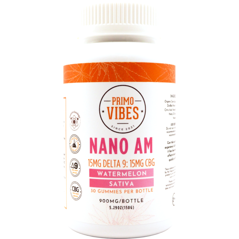 Delta 9 Gummies 15mg Nano AM Gummies - Primo Vibes