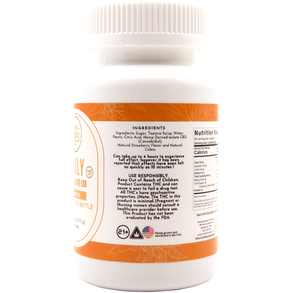 CBD Isolate Gummies Mango 50mg - Primo Vibes - Image 2