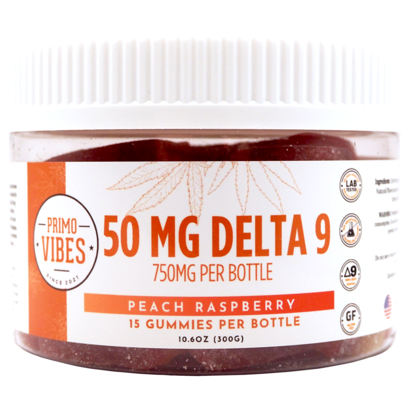 Delta 9 Gummies 50mg Peach Raspberry – Primo Vibes