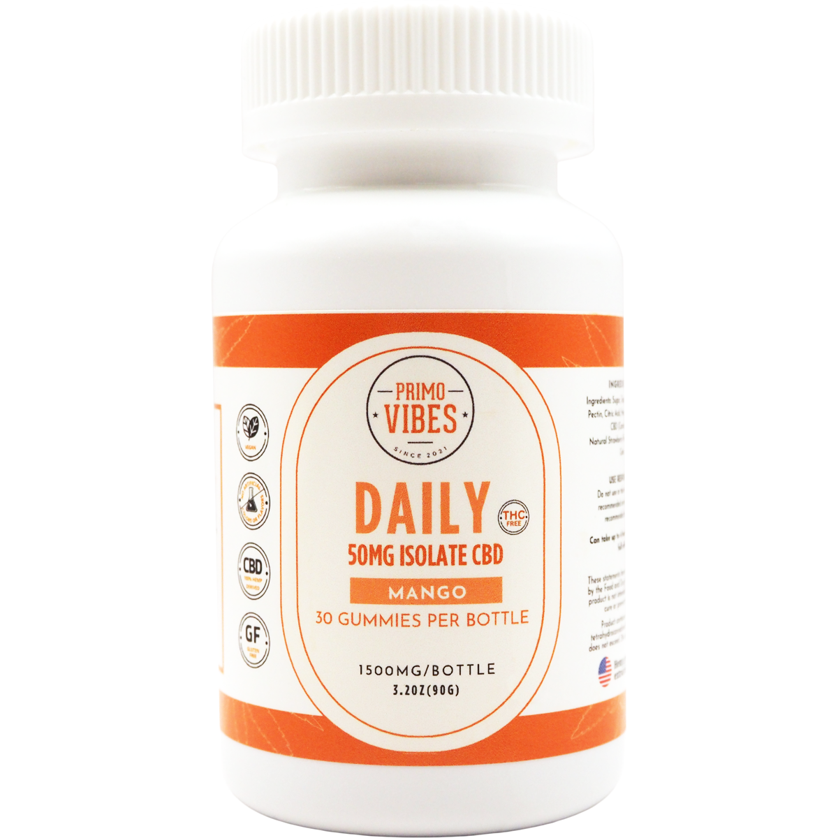 CBD Isolate Gummies Mango 50mg - Primo Vibes