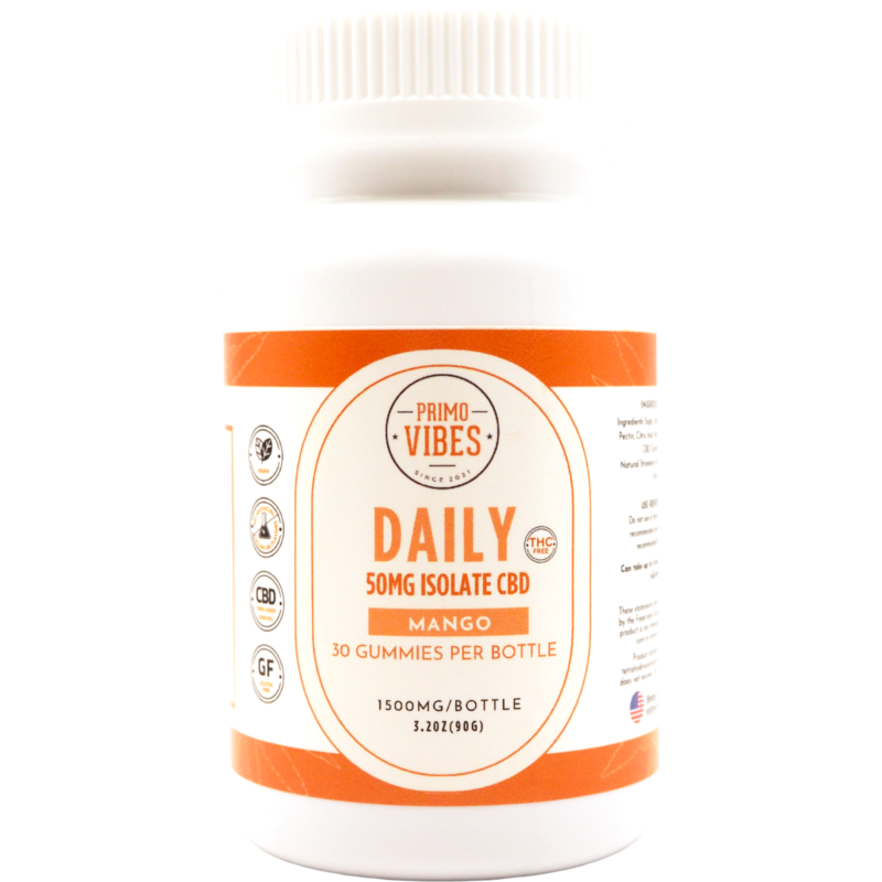 CBD Isolate Gummies Mango 50mg - Primo Vibes