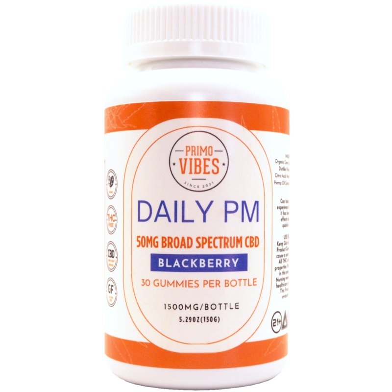 50mg CBD Broad Spectrum Daily PM Gummy - Primo Vibes